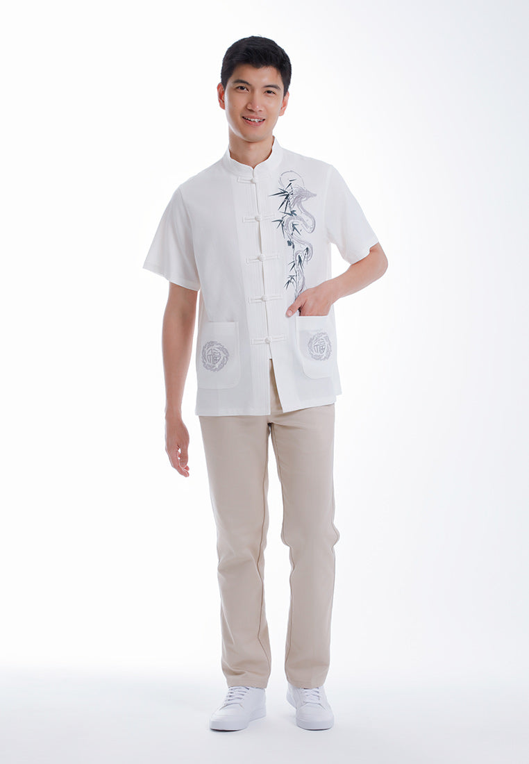 Alain Delon CNY Tang Fu Lelaki | Alain Delon Mens Tang Fu Jacquard Short Sleeve - 14526010