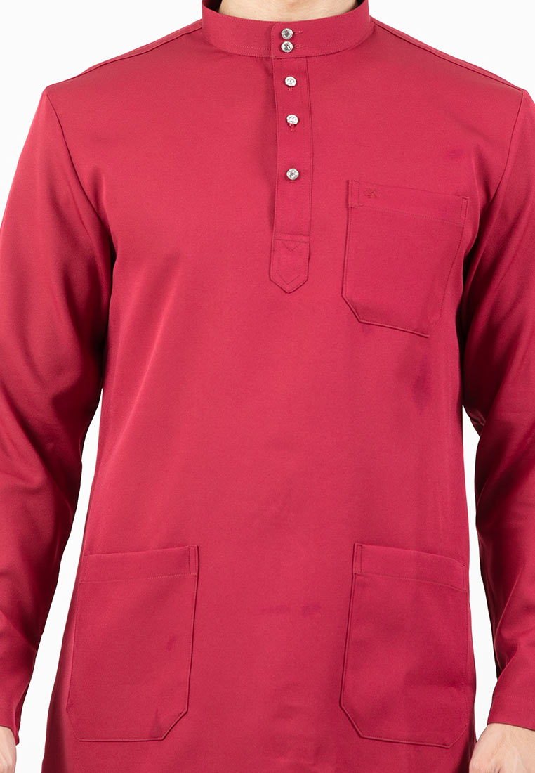 Forest x Hatta Dolmat Baju Melayu Cekak Musang Regular Fit - BM23766 -56Maroon