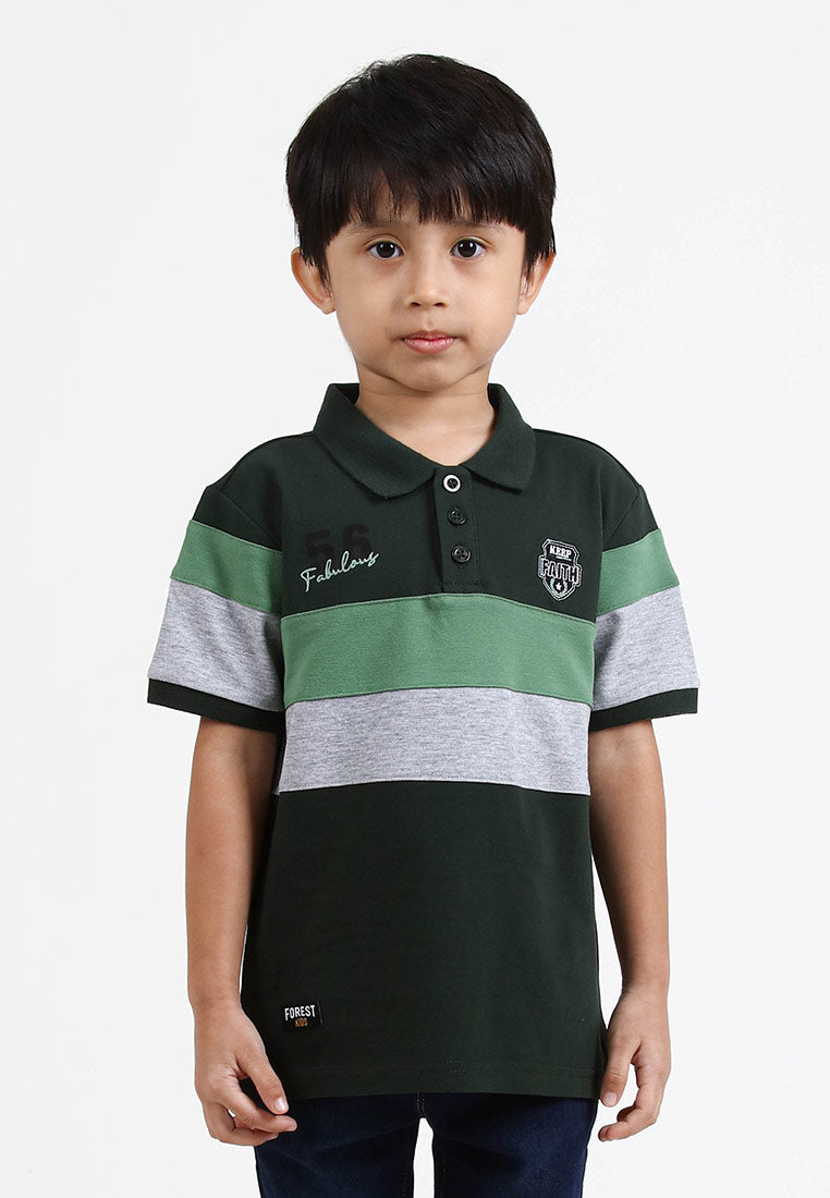 Forest Kids Soft Pique Cotton Colour Block Short Sleeve Cut & Sew T Shirt | T Shirt Budak Lelaki - FK20200