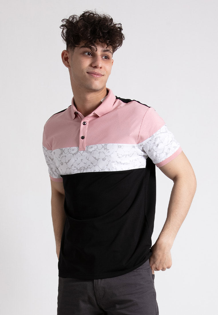 Forest  Stretchable Soft Cotton Colour Block Short Sleeve Cut & Sew Men Polo T Shirt | T Shirt Lelaki - 23817