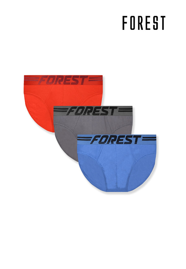 (3 Pcs) Forest Mens Micro Modal Spandex Mini Brief Underwear Assorted Colours - FUD0150M