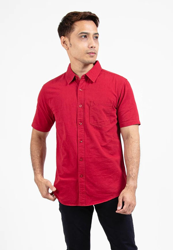 Forest Cotton Woven Casual Plain Men Shirt | Baju Kemeja Lelaki - PL621141
