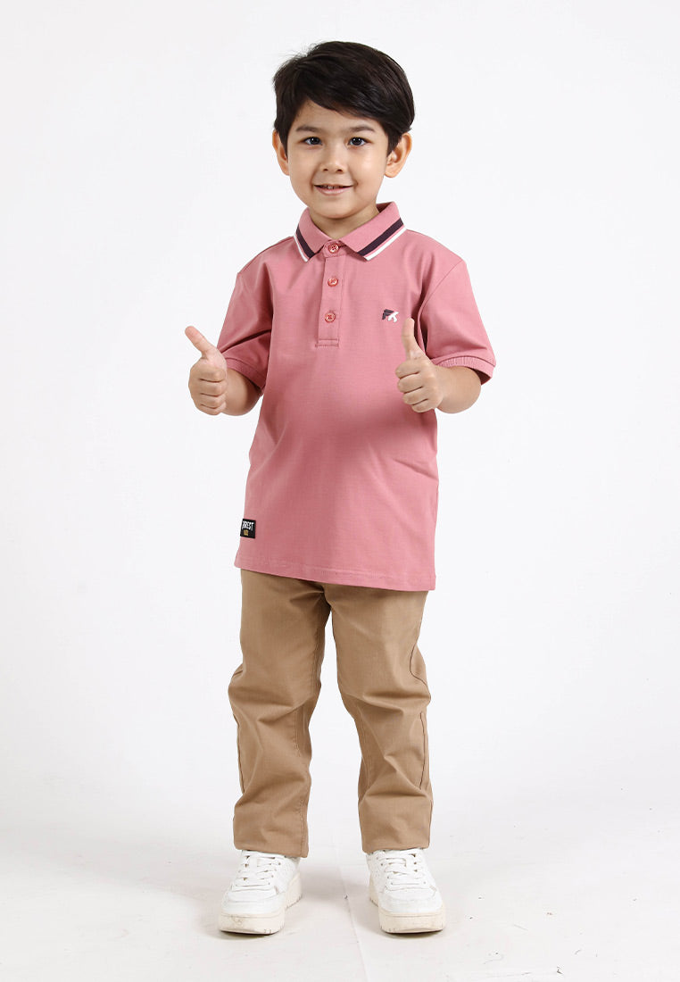 Forest Kids Premium Weight Cotton Stretchable Polo T Shirt Collar Tee | Baju T Shirt Budak Lelaki - FK20112