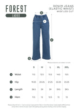 Forest Ladies Stretchable Denim Wide Leg Jeans Elastic Waisted Denim Pants | Seluar Panjang Perempuan - 810493