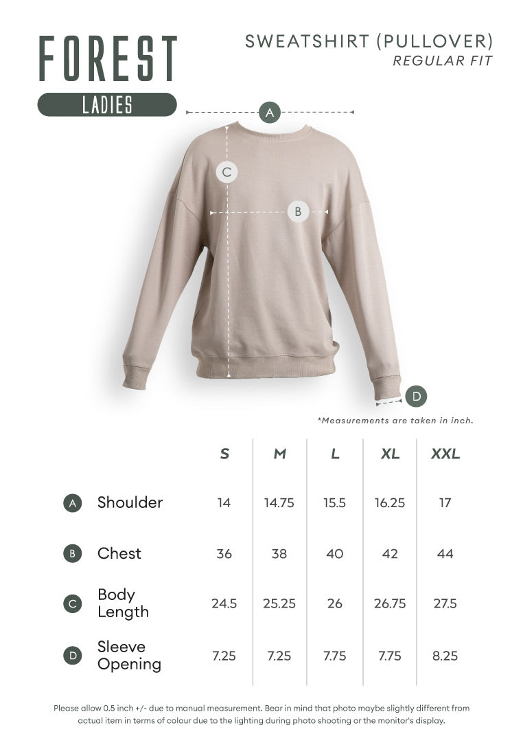 Forest Ladies Cotton Interlock Long Sleeve Women T-Shirt Casual Plain Sweatshirt | Baju Lengan Panjang Perempuan- 822412