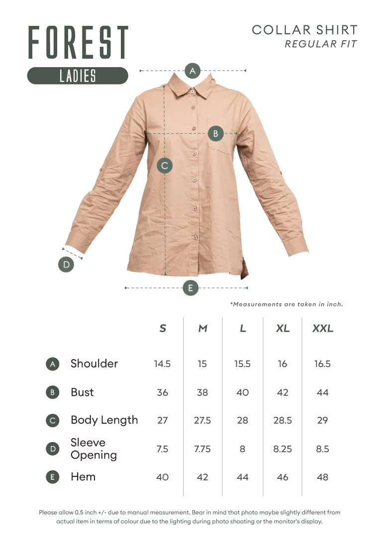 Forest Ladies Rayon Lyocell Shirt Women Long Sleeve Shirt | Baju Kemeja Lengan Panjang Perempuan - 822419