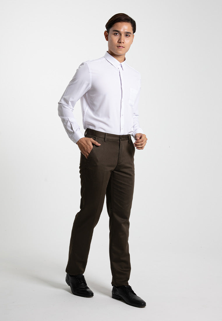 Byford Slim Fit Flat Front Cotton Pants - 3223001A