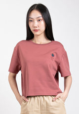 Forest Ladies Heavy Weight Cotton Boxy-Cut Round Neck Tee Ladies Casual Loose Fit Crop Top - 822401