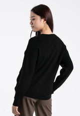 Forest Ladies Casual Oversized Round Neck Sweater Knit Top | Baju Lengan Panjang Perempuan - 822394