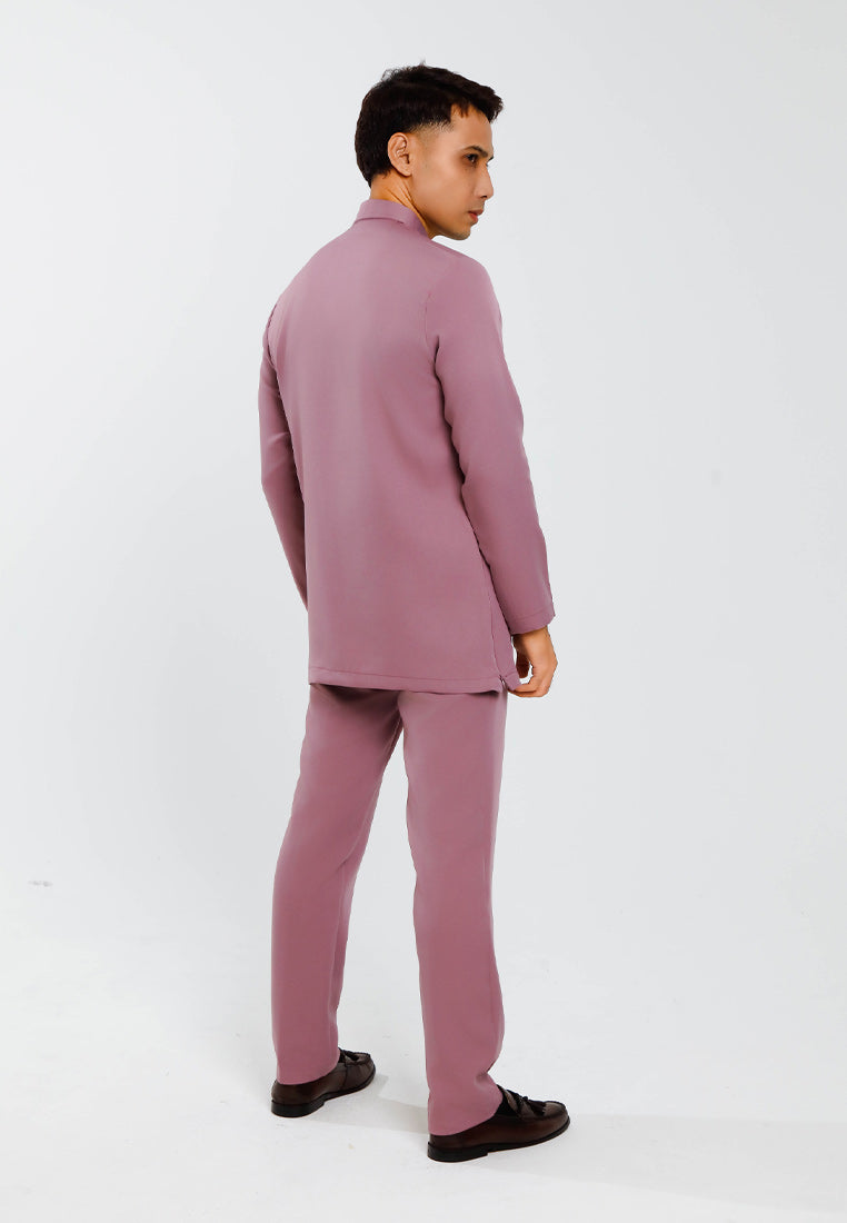 Forest x Hatta Dolmat Baju Melayu Cekak Musang Regular Fit - BM23766 -76SmokePurple
