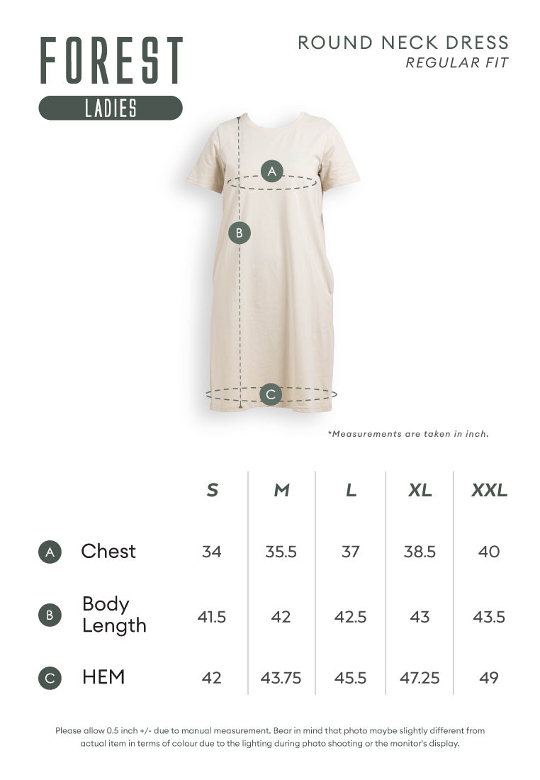 Forest Dress Perempuan | Forest Ladies Cotton Interlock Round Neck Women Casual Short Sleeve Dress - 880012