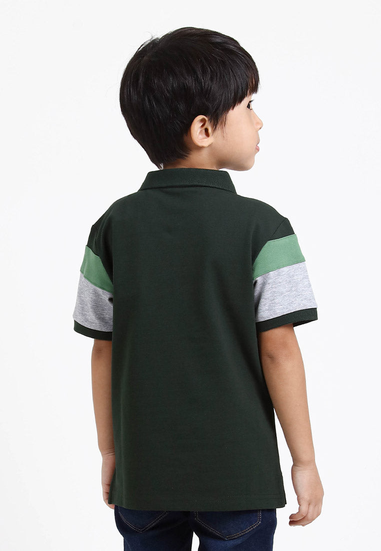 Forest Kids Soft Pique Cotton Colour Block Short Sleeve Cut & Sew T Shirt | T Shirt Budak Lelaki - FK20200