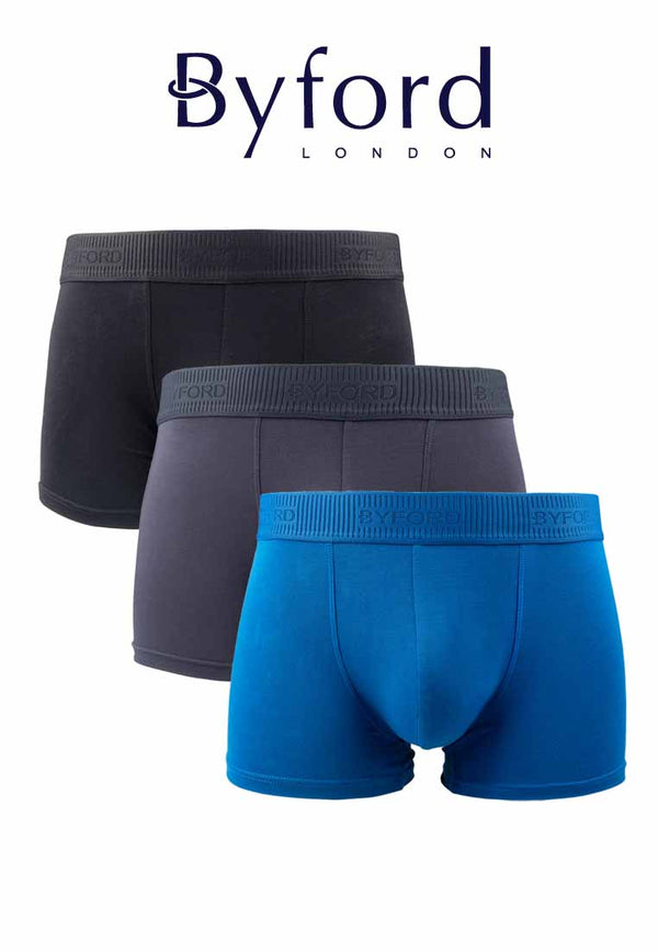 (2 Pcs) Byford Mens Bamboo Spandex Shorty Brief Underwear Assorted Colours - BUD5261S