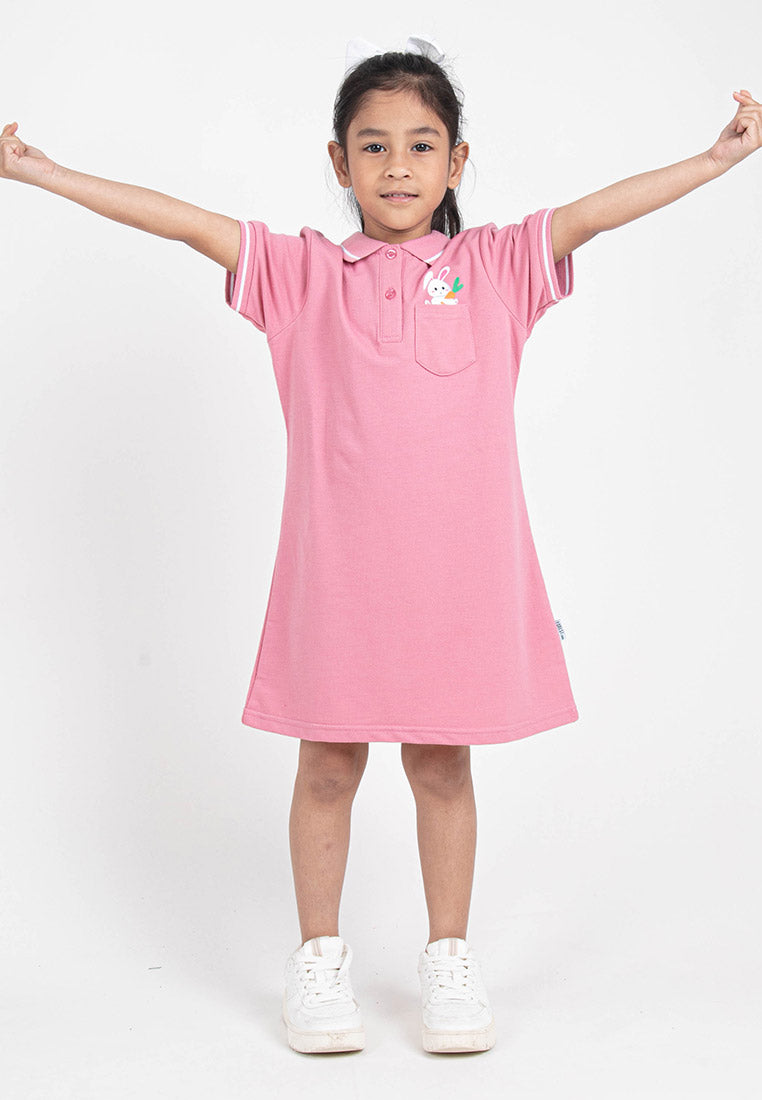 Forest Kids Girl Cotton Terry Short Sleeve Kids Polo Dress | Baju Budak Perempuan Polo Dress Budak Lengan Pendek - FK885029