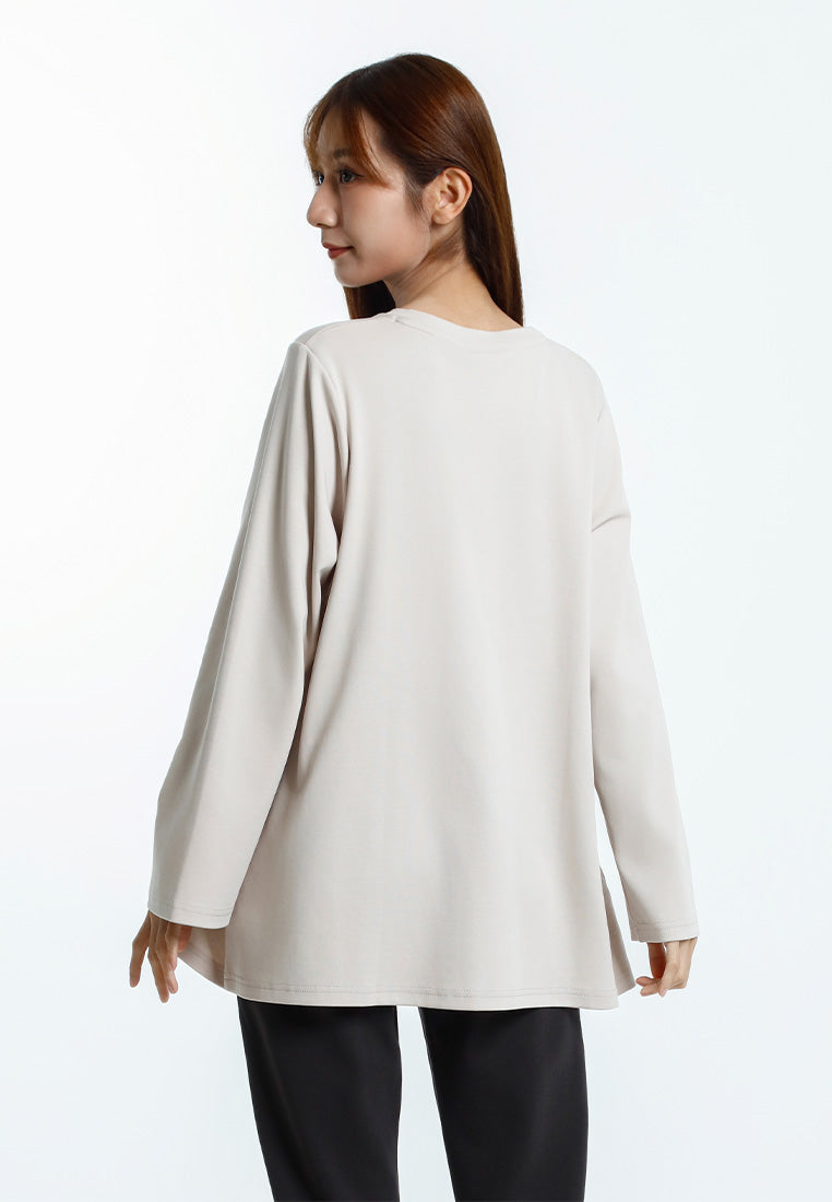 Forest Baju Lengan Panjang Perempuan | Forest Ladies Cotton Interlock Long Sleeve Round Neck T-Shirt Loose Fit - 822414