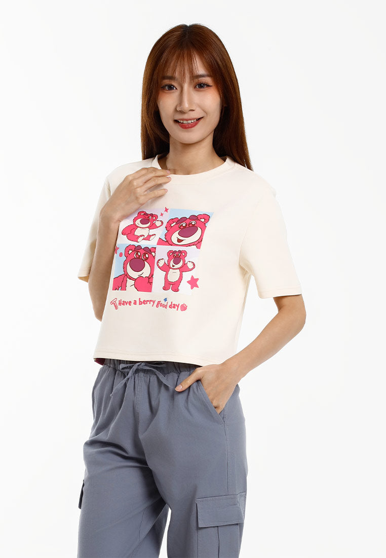 Forest Baju Perempuan | Forest x Disney Lotso Heavy Weight (260gsm) Short Sleeve Ladies Crop Top - FW820122