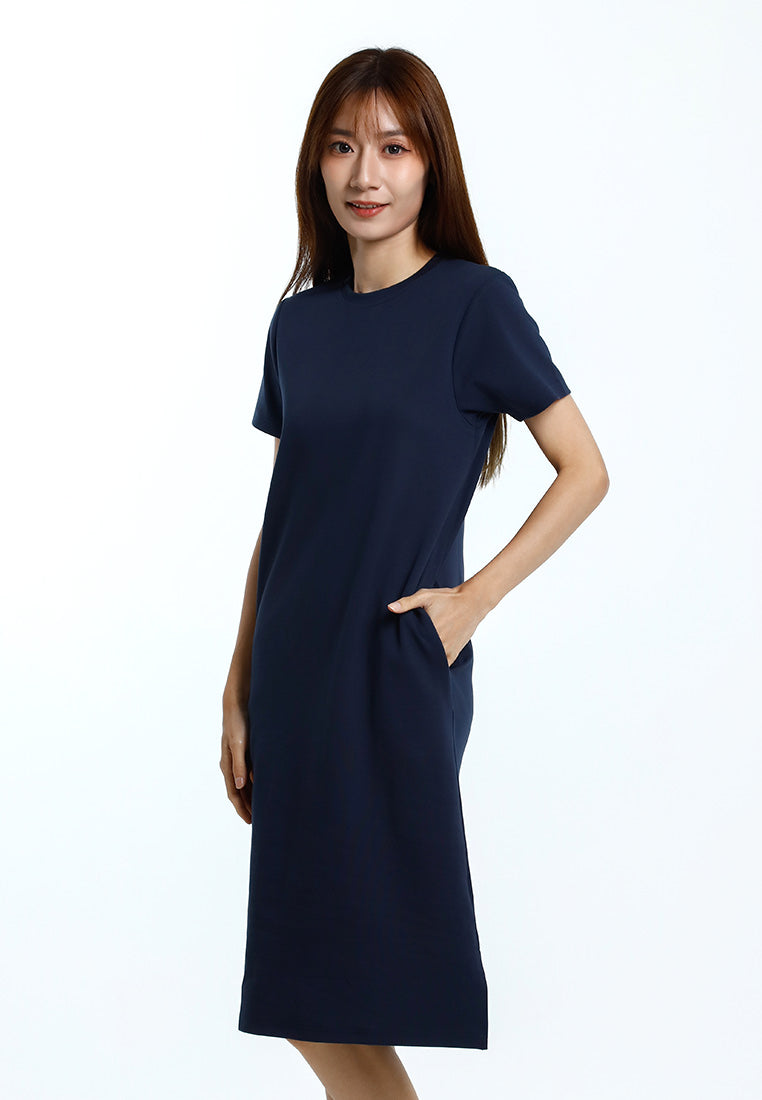 Forest Dress Perempuan | Forest Ladies Cotton Interlock Round Neck Casual Short Sleeve Woman Dress - 880010