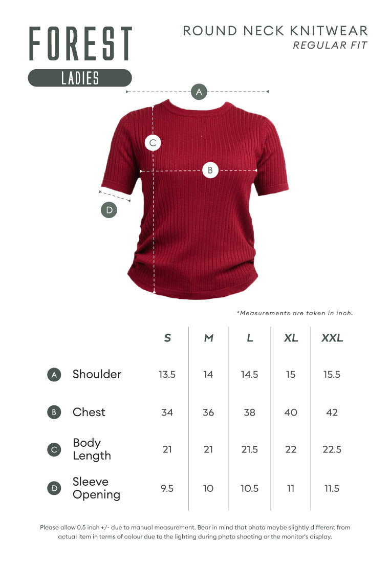 Forest Baju Perempuan | Forest Ladies Casual Plain Short Sleeve Knit Top - 822346