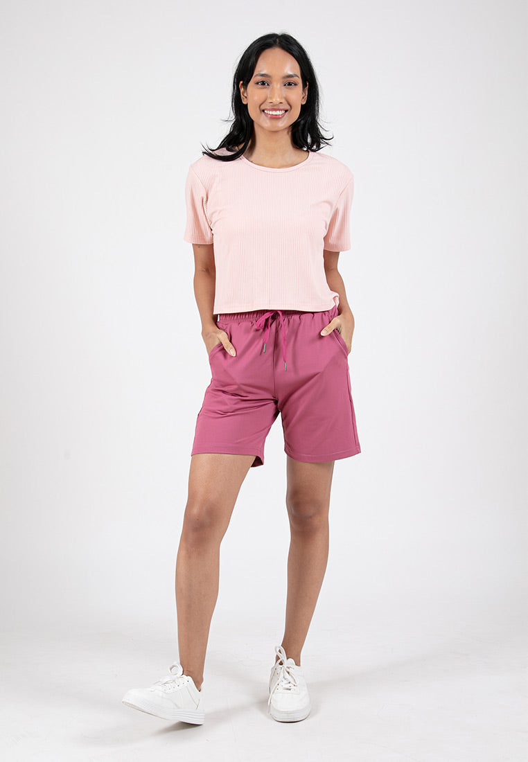 Forest Ladies Casual Polyester Elastic Waist Women Casual Shorts | Seluar Pendek Perempuan - 870145