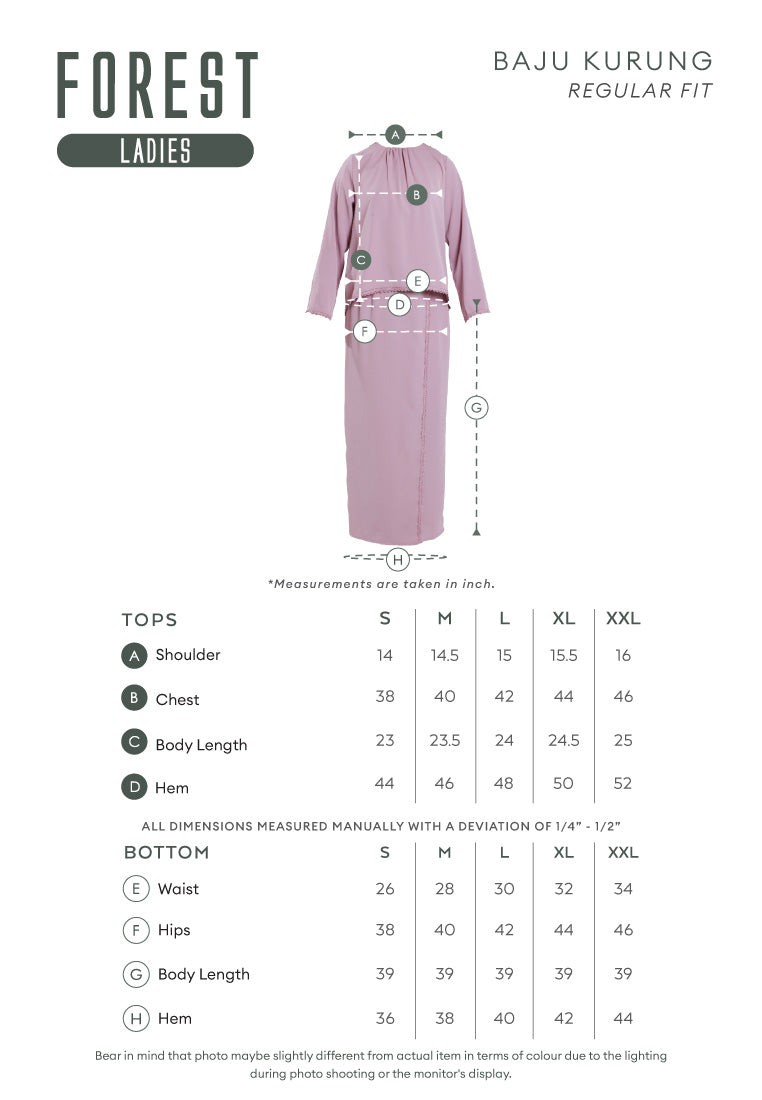 Forest Ladies Kids Woven Lace Trim Mom & Daughter Baju Kurung Set | Raya 2025 Family Wear - 885111