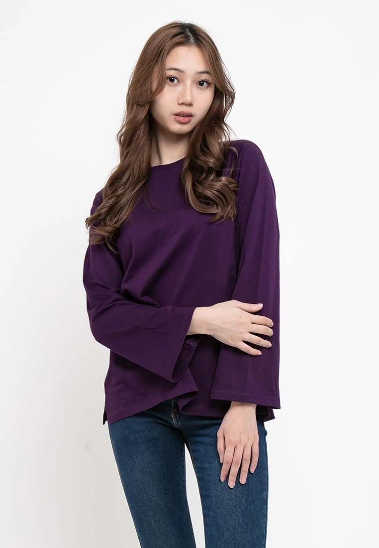 Forest Baju Perempuan | Forest Ladies 100% Cotton Bell Sleeve Round Neck Women Top - 822113