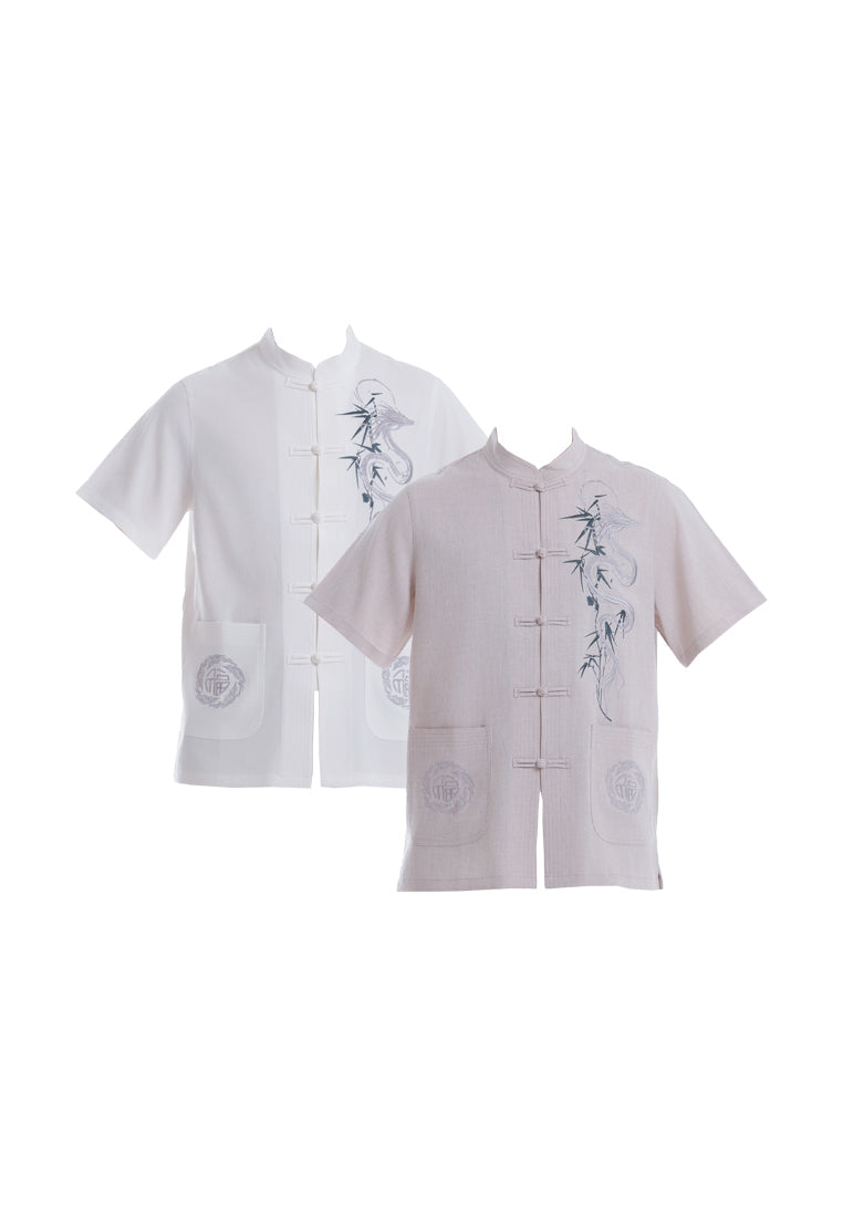 Alain Delon CNY Tang Fu Lelaki | Alain Delon Mens Tang Fu Jacquard Short Sleeve - 14526010