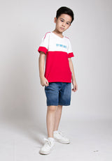 Forest Kids Boys Cotton Terry Cut & Sew Oversized Short Sleeve Top Boy Graphic Tee | Baju Budak Lelaki - FK20240