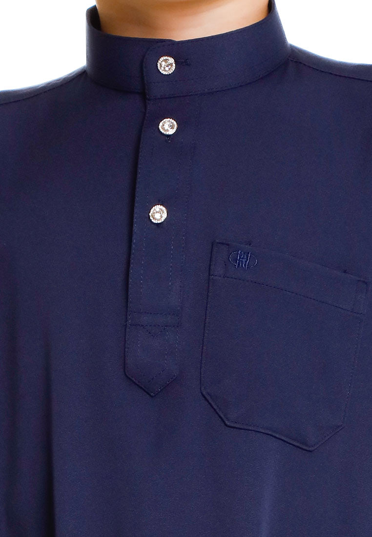 Forest x Hatta Dolmat Baju Melayu Budak Cekak Musang Regular Fit - FK23766BM -33Navy