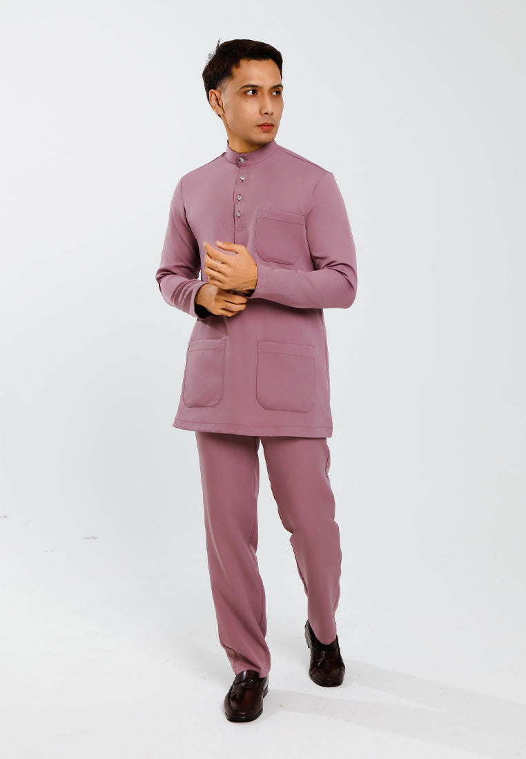 Forest x Hatta Dolmat Baju Melayu Cekak Musang Regular Fit - BM23766 -76SmokePurple