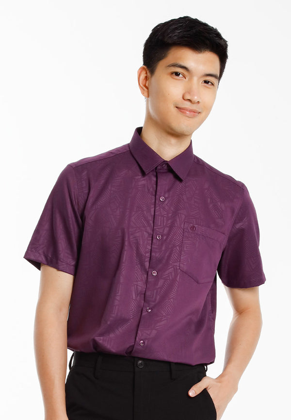 Alain Delon Baju Kolar Lelaki | Alain Delon Cotton Spandex Modern Fit Short Sleeve Collar - 14525015