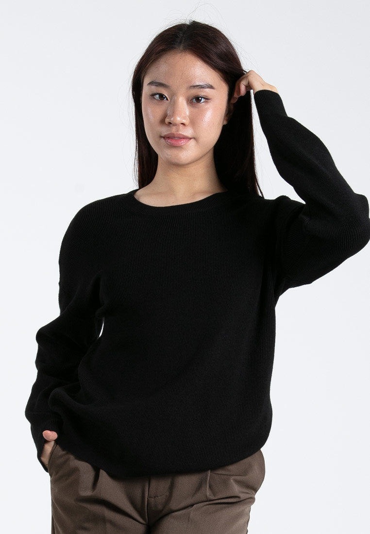 Forest Ladies Casual Oversized Round Neck Sweater Knit Top | Baju Lengan Panjang Perempuan - 822394