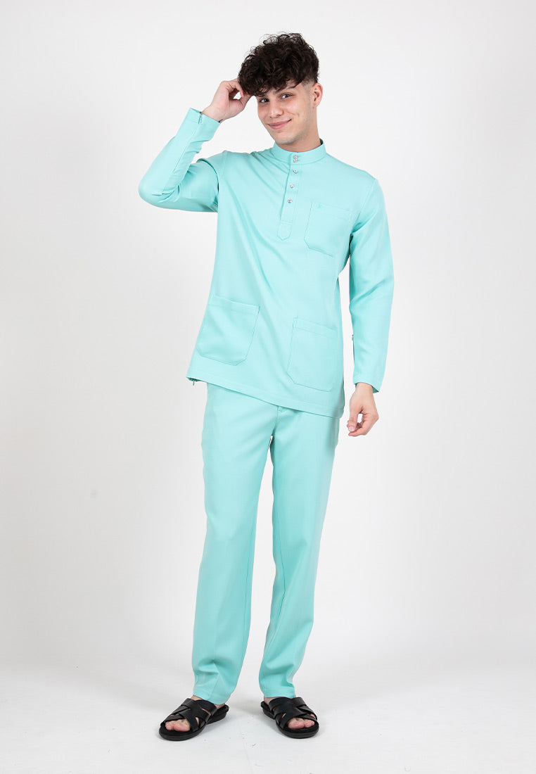 Forest x Hatta Dolmat Baju Melayu Cekak Musang Regular Fit  - BM23766 -42LtGreen