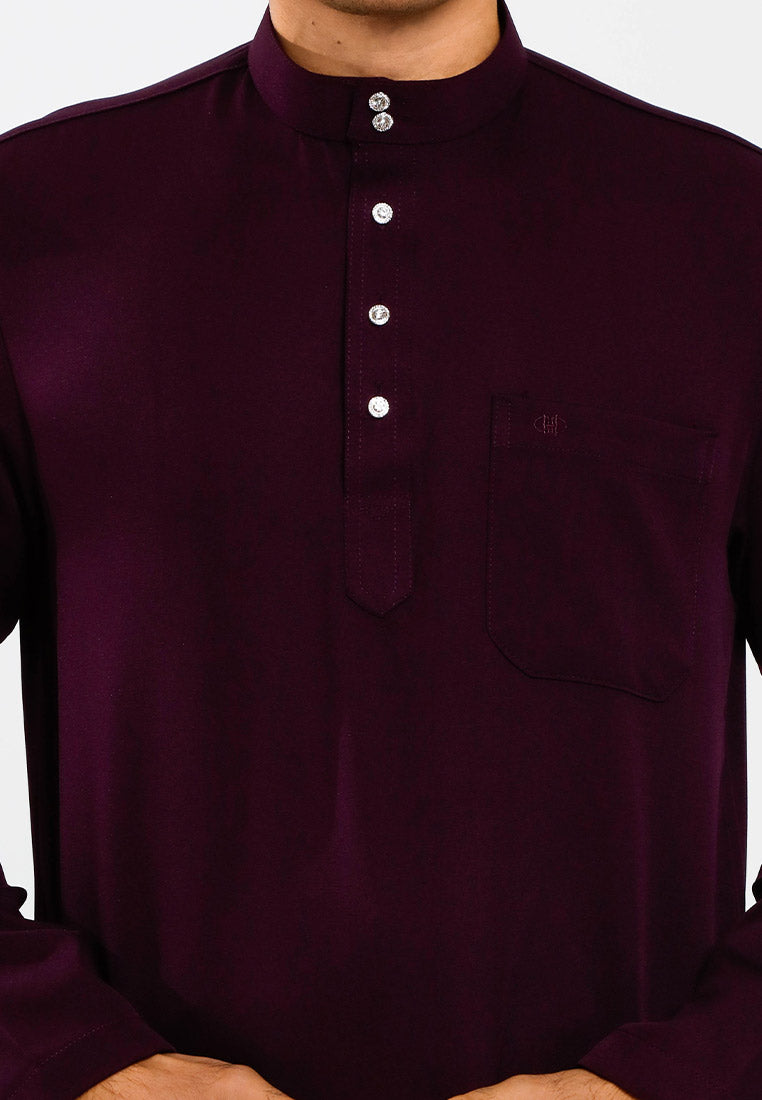 Forest x Hatta Dolmat Baju Melayu Cekak Musang Regular Fit - BM23766 -70DkPurple