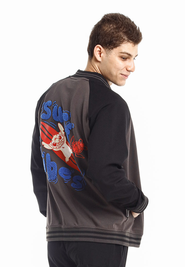 Forest Jacket Lelaki | Forest x Disney Stitch Premium 260gsm Air-Cotton Regular Fit Men Baseball Jacket - FW30008