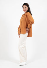 Forest Ladies Cotton Gauze Long Sleeve Mandarin Collar Blouse | Baju Lengan Panjang Perempuan - 822397