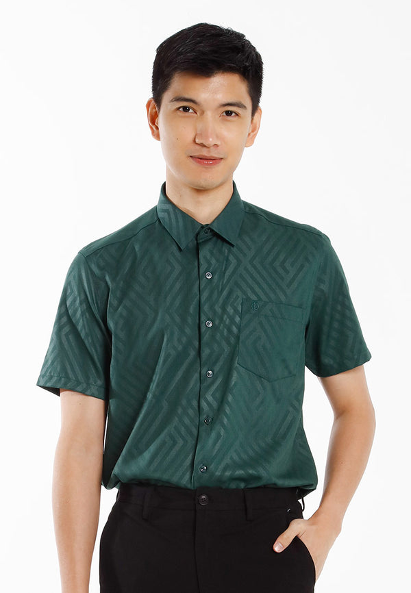 Alain Delon Baju Kolar Lelaki | Alain Delon Cotton Spandex Modern Fit Short Sleeve Collar - 14525019