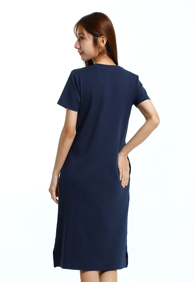 Forest Dress Perempuan | Forest Ladies Cotton Interlock Round Neck Casual Short Sleeve Woman Dress - 880010