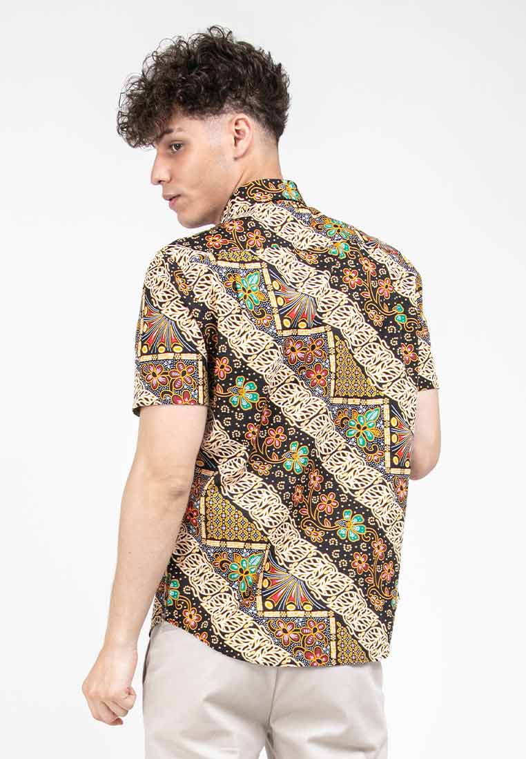 Alain Delon Short Sleeve Modern Fit Digital Print Batik Floral Shirt - 14422080