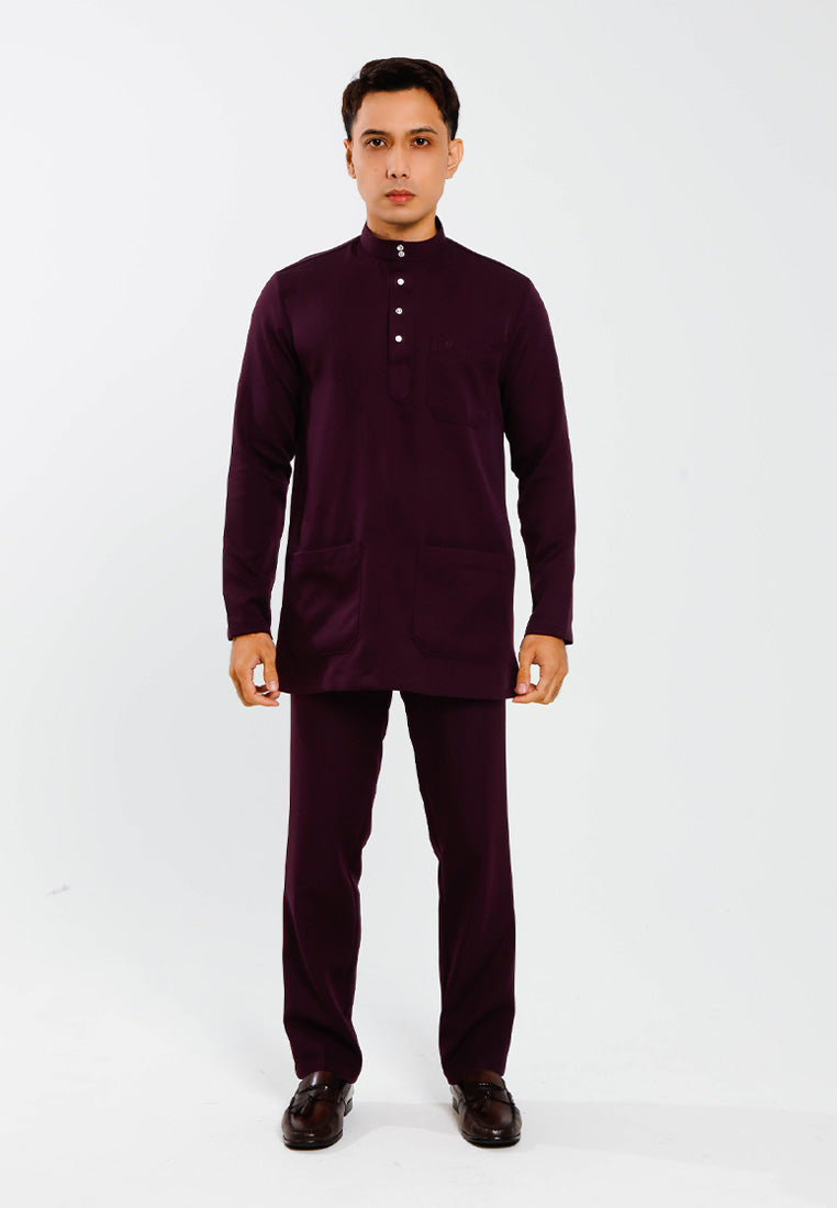 Forest x Hatta Dolmat Baju Melayu Cekak Musang Regular Fit - BM23766 -70DkPurple