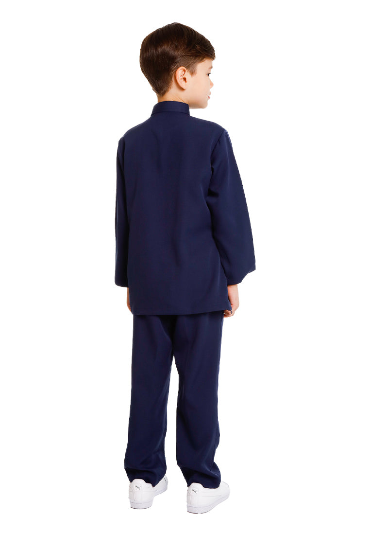Forest x Hatta Dolmat Baju Melayu Budak Cekak Musang Regular Fit - FK23766BM -33Navy