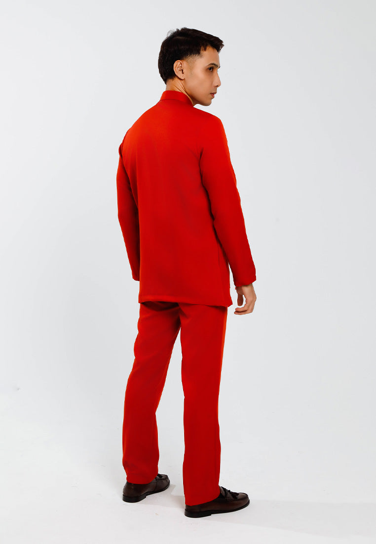 Forest x Hatta Dolmat Baju Melayu Cekak Musang Regular Fit - BM23766 -58BrickRed