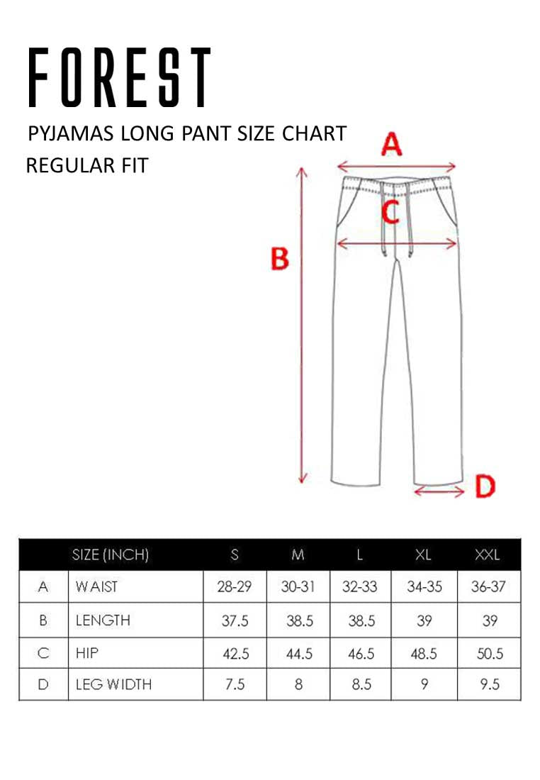 (1 Pc) Forest Unisex Cotton Line Long Pants Pyjamas Selected Colours - FPU0025L