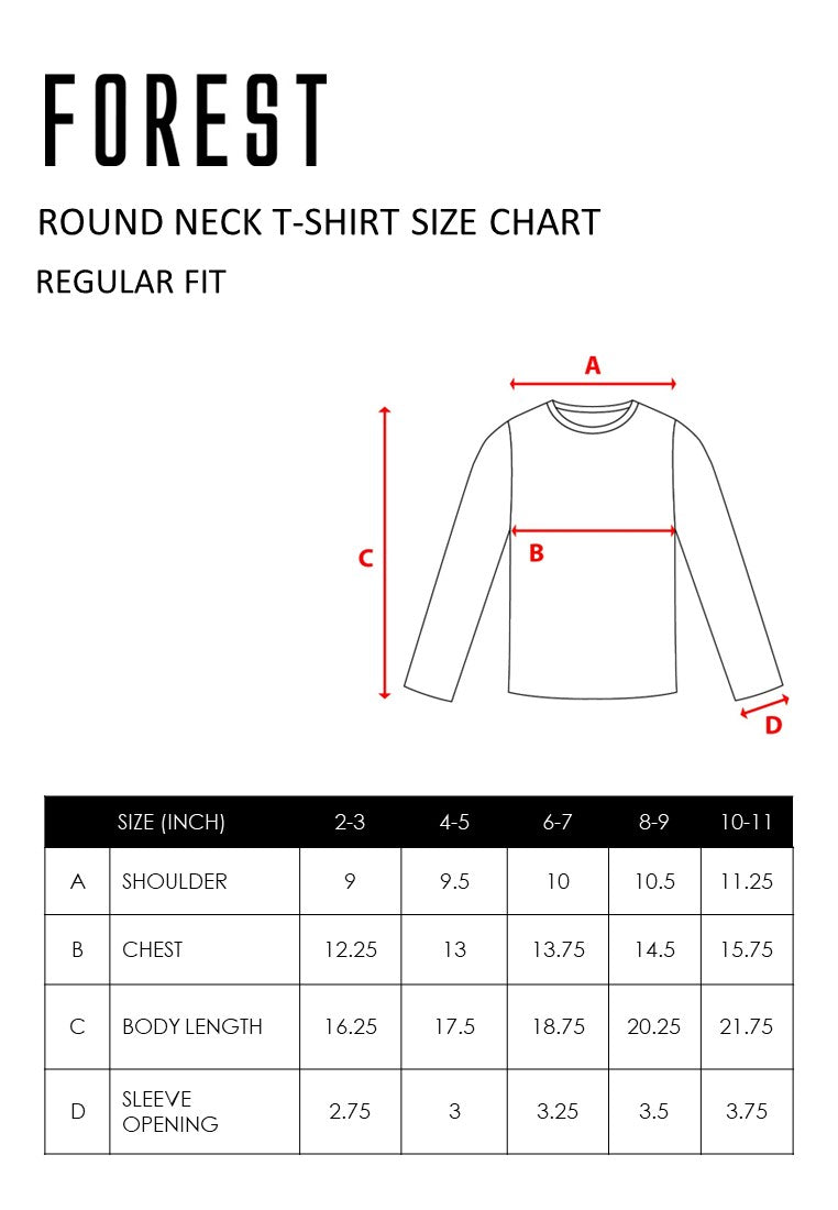 Forest Kids Girl 100% Cotton Long Sleeve T-Shirt Girls Graphic Round Neck T-Shirt | Baju Budak Perempuan - FK820064