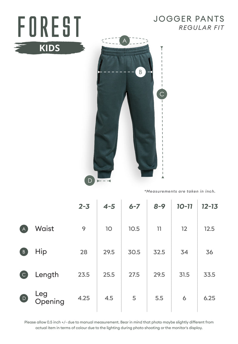 Forest Seluar Panjang Budak | Forest Kids Unisex Boys Girls Fine Polyester Spandex Stretchable Jogger Pants - FK10057