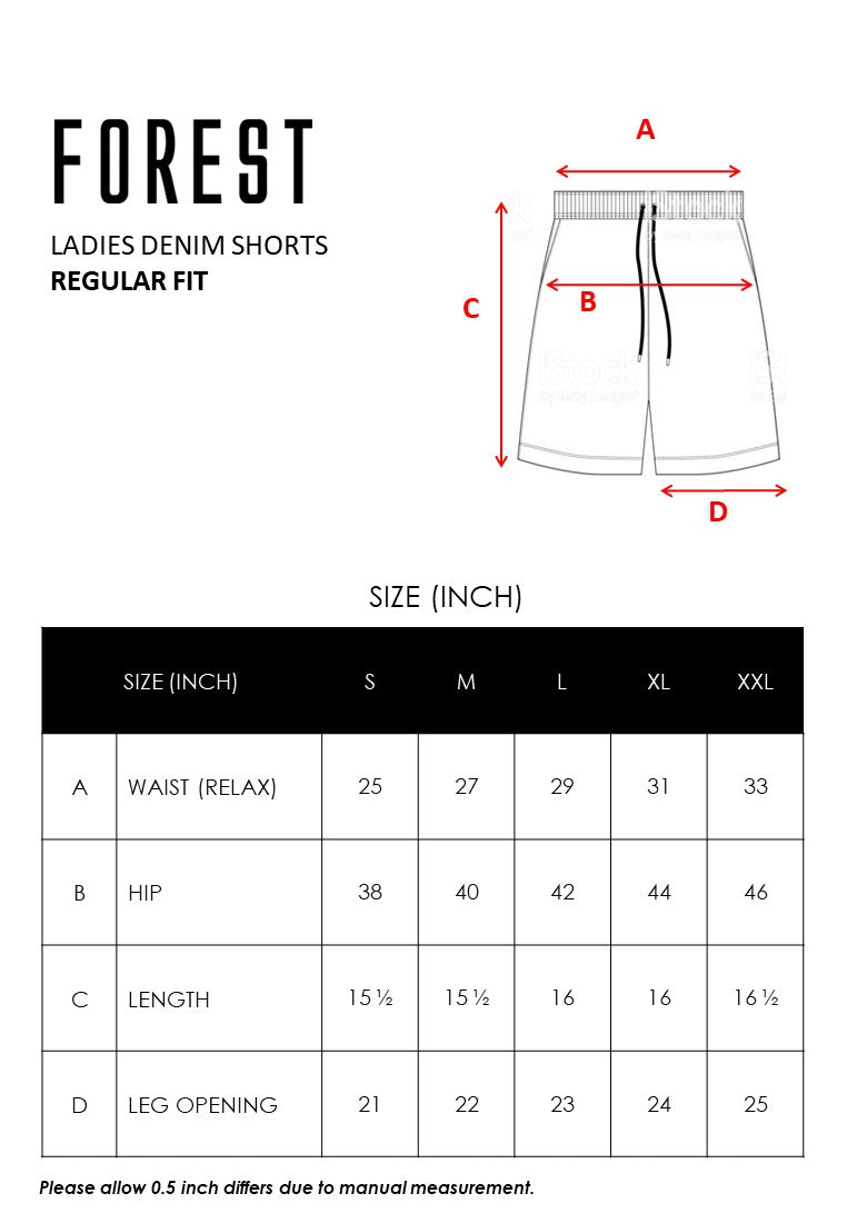 Forest Ladies Stretchable Denim Short Pants Casual Elastic Denim Shorts Women | Seluar Pendek Denim Perempuan - 865105