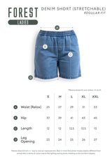 Forest Ladies Stretchable Denim Short Pants Casual Elastic Denim Shorts Women | Seluar Pendek Denim Perempuan - 860162