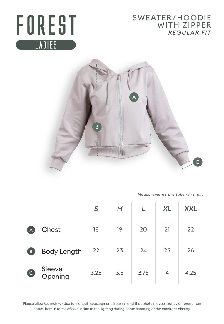 Forest Ladies Stretchable Sweatshirt Cotton Terry Hoodie Women Jacket | Jaket Perempuan - 830108