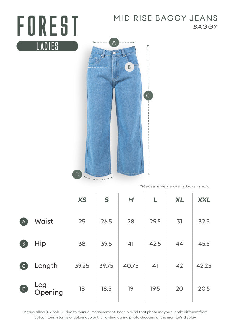 Forest Ladies Mid Rise Baggy Jeans | Seluar Jeans Perempuan - 810522