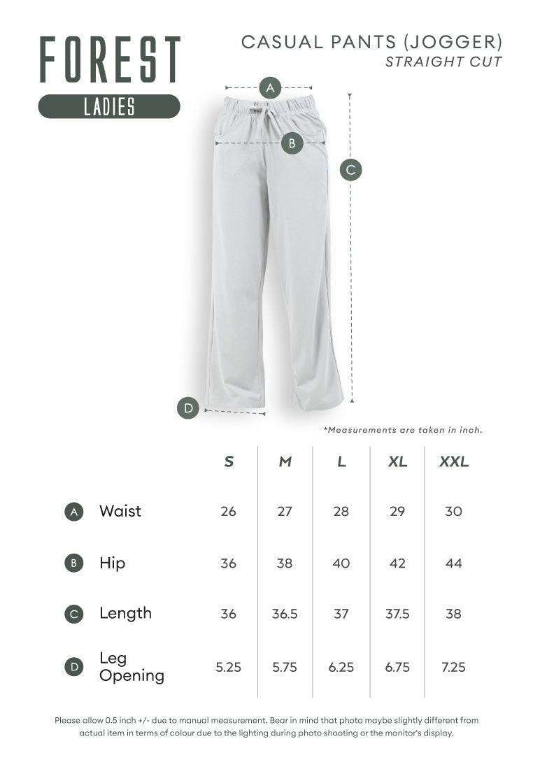 Forest Ladies Casual Polyester Elastic Waist Jogger Pants Women Casual Long Pants | Seluar Panjang Perempuan - 810542