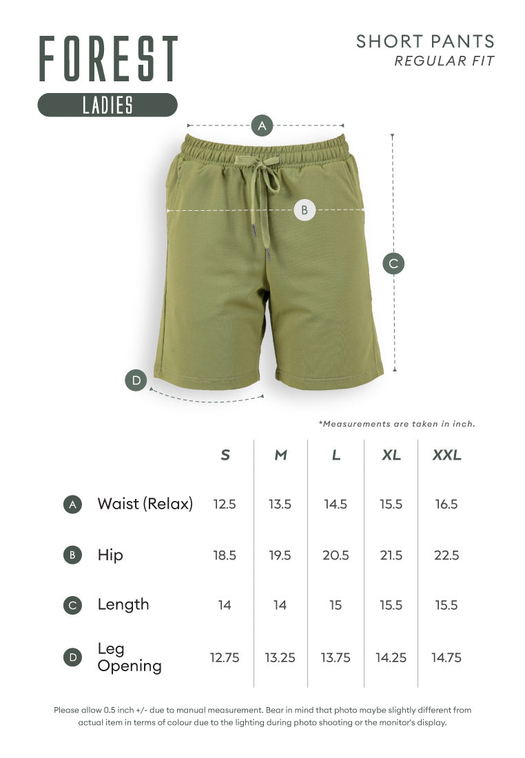 Forest Ladies Waffle Cotton Shorts Pants Plain Elastic Women Casual Shorts | Seluar Pendek Perempuan - 860158